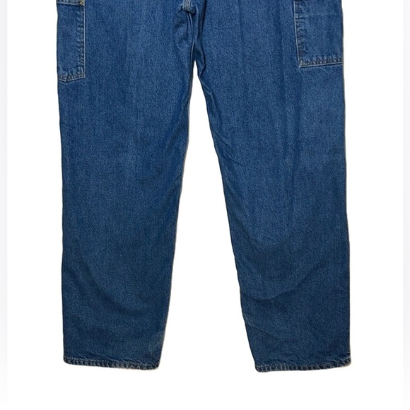 Carhartt Washed-Denim Work Dungaree/Flannel-Lined Jeans, Size 38 X 34. - Picture 8 of 13